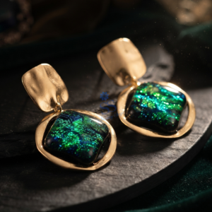 Green Stone Studded Korean Earrings